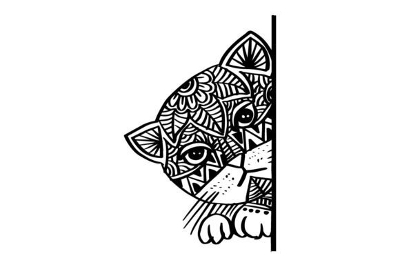 Charming Cat Face Doodle: A Decorative Asset for Creators