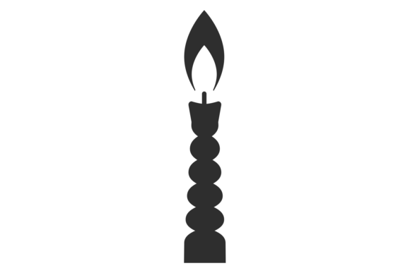 Decorative Candle Icon: Black Silhouette for Timeless Design