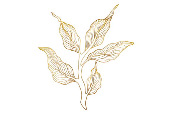 Decorative Golden Line Leaves: A Touch of Elegant Botanical Artistry