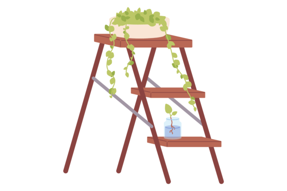 Decorative Ladder with Houseplants: Elevating Home Greenery