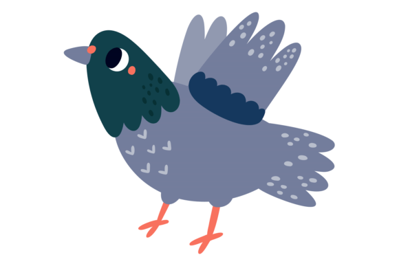 Decorative Pigeon Drawing: A Cute Bird Kid Font for Whimsical Projects