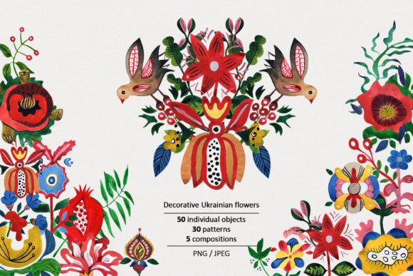 Decorative Ukrainian Flowers: A Modern Take on Folk Art
