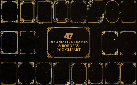 Elevate Projects with 47 Decorative Frames & Borders Clipart