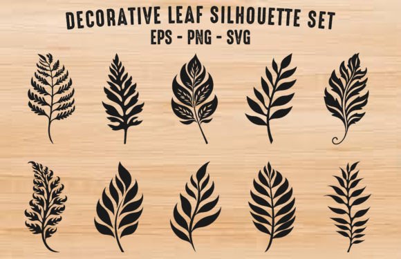 Elevate Your Projects with the Decorative Leaf Silhouettes Vector Set