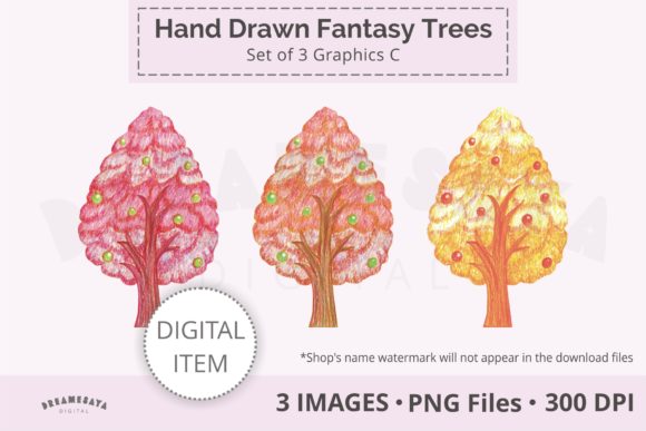 Enchanting Decorative Fruit Trees PNG Clip Art for Creative Projects