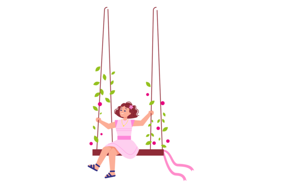 Enchanting Visuals: The Girl on Decorative Swing with Flowers