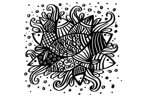 Fishes Doodle Ornament Decorative: A Playful Design Asset