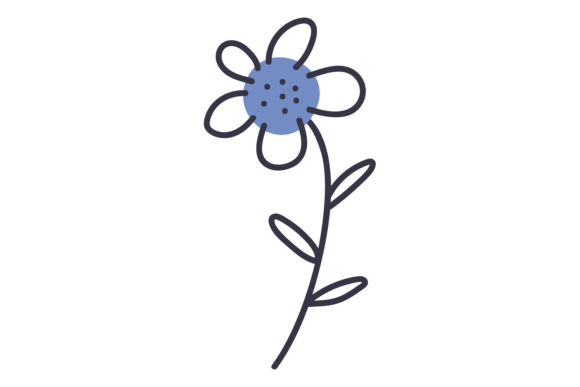 Floral Doodle: Blue Flower Decorative Nature Elements