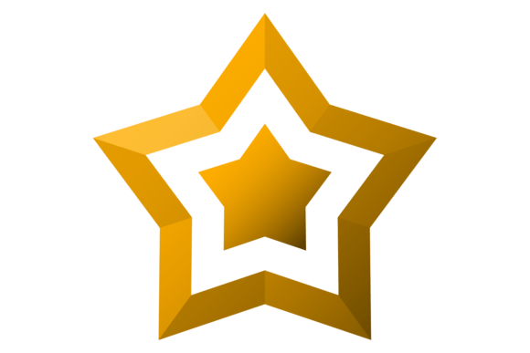 Golden Star Icon: A Shiny Metal Decorative Touch